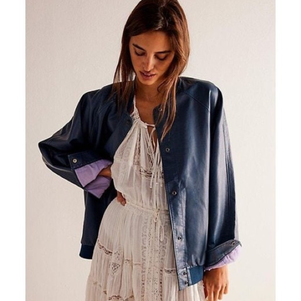 We The Free Wild Rose Vegan Leather Bomber Jacket